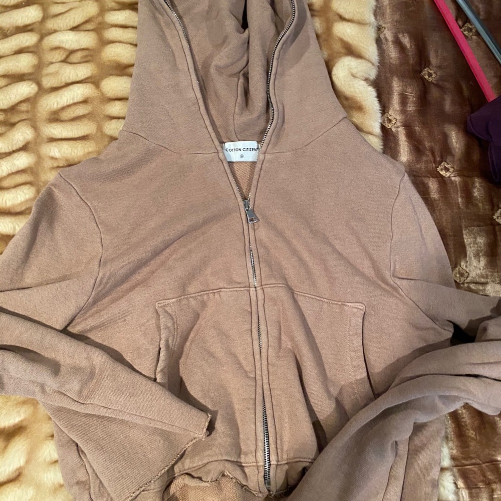 Cropped cotton citizen zip up hoodie